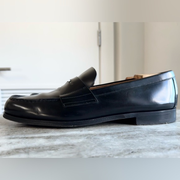 Prada Brushed Leather Loafers Black 12 US/ Prada Sz 11 Penny Shiny Triangle Logo main image 9